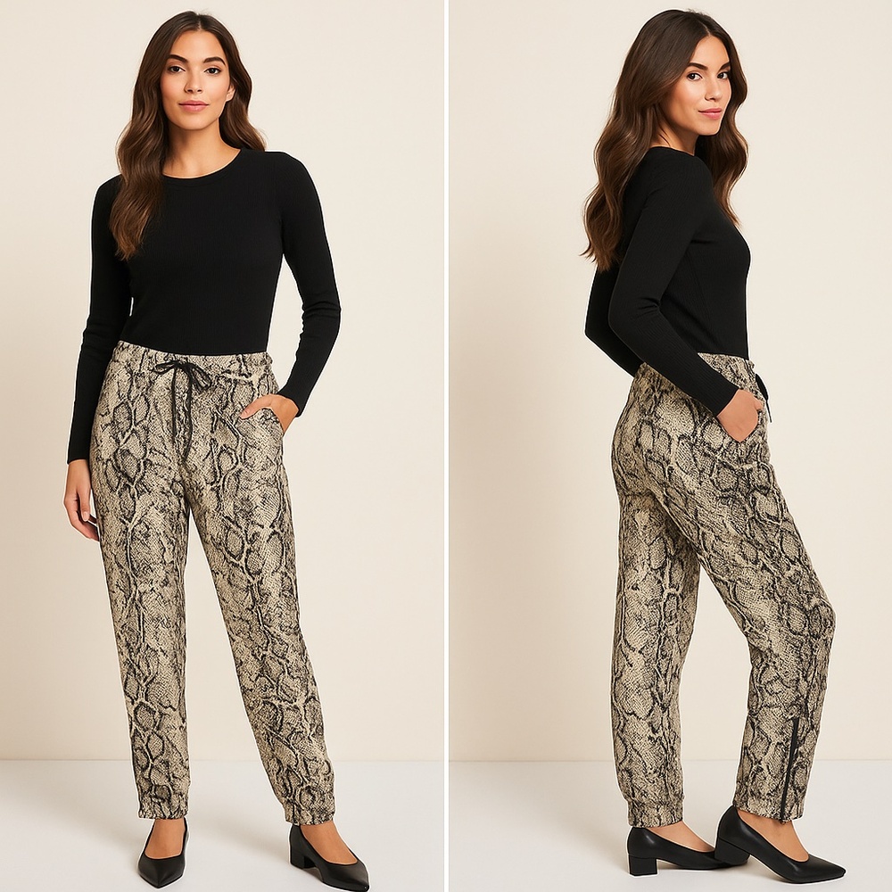 Tart Snake Print Pants - Black and Tan